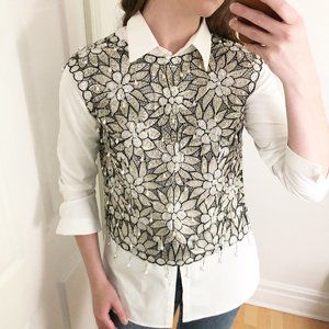 Stunning Vintage Art Deco Hand Beaded Floral Top